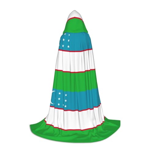 LJABCVNN Umhang mit der Flagge der Republik Usbekistan, bedruckt mit Kapuze für Teenager, verschönern Sie Ihren festlichen Look für Halloween und Cosplay von LJABCVNN