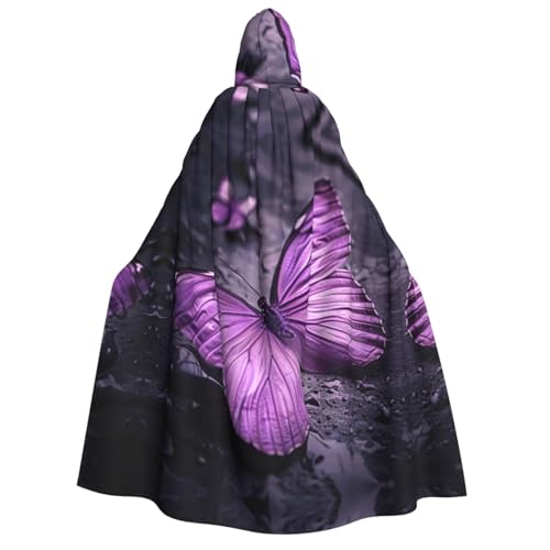 LJABCVNN Violetter Schmetterlings-Aufdruck, Halloween-Kapuzenumhang, bequem für Cosplay/Partys/Spukhäuser LJABCVNN Violetter Schmetterlings-Aufdruck, Halloween-Kapuzenumhang, bequem für Cosplay/Partys/Spukhäuser von LJABCVNN