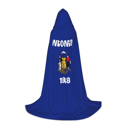 LJABCVNN Wisconsin State Flag Print Teenagers Hooded Capes, Elevate Your Festive Look For Halloween And Cosplay von LJABCVNN