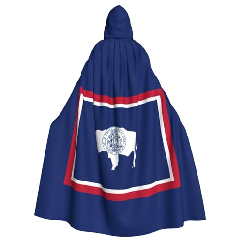 LJABCVNN Wyoming State Flag Print Unisex Erwachsene Halloween Kapuzenumhang für Cosplay/Party/Bühne/Kostümbälle von LJABCVNN