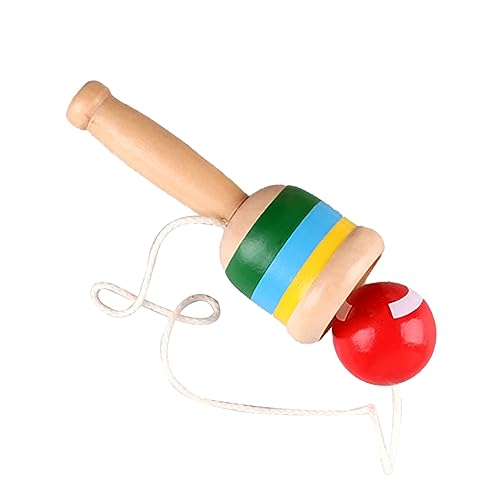 Mini Fangball aus Holz, aufregender Paddelball mit Kordel, Koordinationstraining aus Massivholz für Reisen (Rot) von LJCM