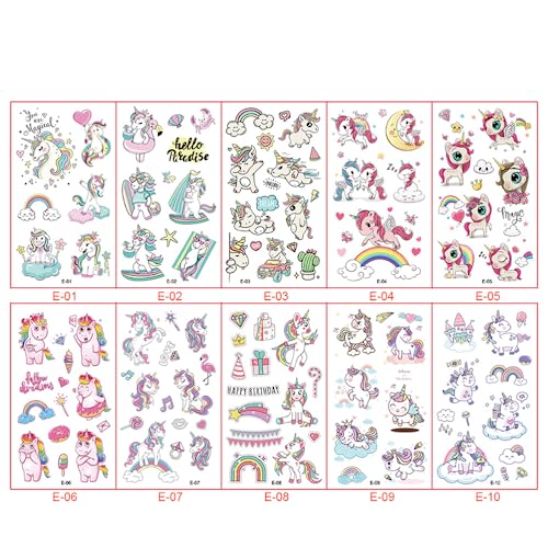 LJFEA 100 Glitter Einhorn Tattoo Set Kinder, Mädchen, wasserdicht temporäre Tattoo Aufkleber Kinder Tattoo, Glitter Tattoo Kinder Set Geschenk Kinder Geburtstag Party LJFEA 100 Glitter Einhorn Tattoo Set Kinder, Mädchen, wasserdicht temporäre Tattoo Aufkleber Kinder Tattoo, Glitter Tattoo Kinder Set Geschenk Kinder Geburtstag Party von LJFEA