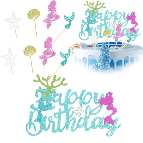 Meerjungfrau Tortendeko Geburtstag Mädchen, Meerjungfrau Schwanz Kuchendeko, Ocean Theme Topper, Glitzer Meerjungfrau Torten Deko, Meerjungfrau Tattoos für Mädchen Frauen Mermaid Party Meerjungfrau Tortendeko Geburtstag Mädchen, Meerjungfrau Schwanz Kuchendeko, Ocean Theme Topper, Glitzer Meerjungfrau Torten Deko, Meerjungfrau Tattoos für Mädchen Frauen Mermaid Party von LJFEA