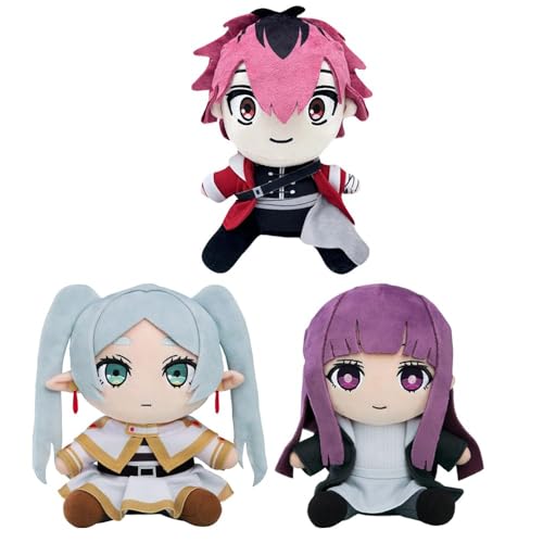 Frieren: Beyond Journey's End Plüsch-Farn-Anime-Plüsch-Farn-Plüschkissen, Manga-Charakter, Überwurf, niedlicher Farn-Kuschelfigur, Kissen, Heimdekoration, Sofa-Dekoration, 25 cm (Frieren&Fern & Stark von LJFIWY
