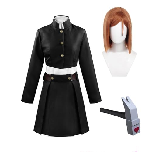 LJFIWY Kugisaki Nobara Cosplay-Kostüm, Anime-Charakter, Bluse, Rock, Uniform, komplettes Set, Halloween, Karneval, Rollenspiel, Partykleid, Outfits (schwarzes Nobara-Kugisaki-Kostüm + Perücke, Größe LJFIWY Kugisaki Nobara Cosplay-Kostüm, Anime-Charakter, Bluse, Rock, Uniform, komplettes Set, Halloween, Karneval, Rollenspiel, Partykleid, Outfits (schwarzes Nobara-Kugisaki-Kostüm + Perücke, Größe von LJFIWY