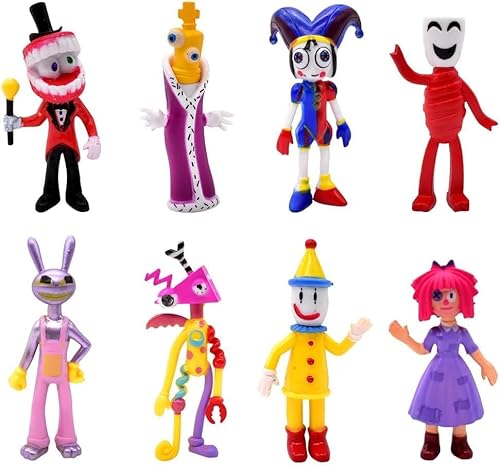 Anime Mini Figuren Set, 8PCS Zirkus Cake Topper Kuchen Dekoration Cartoon Charakter Action Figure Ornamente Torten Figur Modell Spielzeug für Kinder Geburtstags Party Dekoration von LJTXX