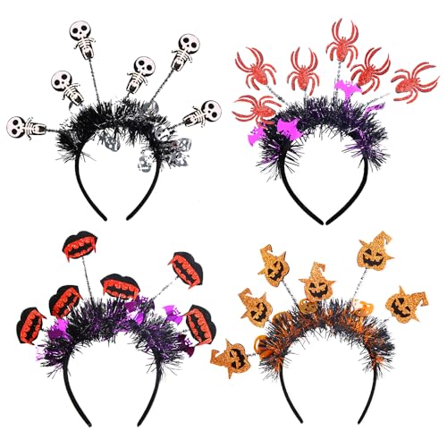 Halloween Haarbänder, 4PCS Halloween Anzieh Accessoire Kürbis Spinnen Zahn Totenkopf Stirnband Halloween Kopfschmuck Party Haarschmuck Feiertags Stirnbänder für Halloween Fasching Karneval Party Halloween Haarbänder, 4PCS Halloween Anzieh Accessoire Kürbis Spinnen Zahn Totenkopf Stirnband Halloween Kopfschmuck Party Haarschmuck Feiertags Stirnbänder für Halloween Fasching Karneval Party von LJTXX