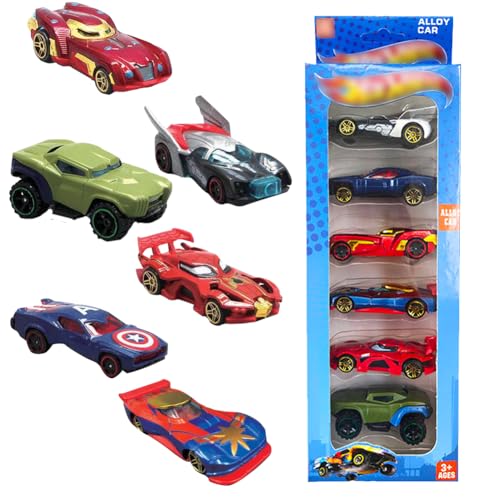 LJTXX Auto Spielzeug Set, 6 Stück Spielzeugauto für Kinder, Mini Rennauto Set, Die Cast Spielzeugautos, Cartoon Mini Cars, Fahrzeuge Geburtstags Geschenk Geeignet für Kinder ab 3 Jahren von LJTXX