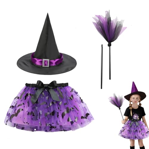 LJTXX Halloween Hexenkostüm, 3PCS Hexe Cosplay Outfit mit Tutu Rock Hexenhut Besen Magierin Hexenkostüm Witcher Kostüm Outfit Set Hexen Verkleidung Set für Fasching Halloween Karneval Cosplay Party LJTXX Halloween Hexenkostüm, 3PCS Hexe Cosplay Outfit mit Tutu Rock Hexenhut Besen Magierin Hexenkostüm Witcher Kostüm Outfit Set Hexen Verkleidung Set für Fasching Halloween Karneval Cosplay Party von LJTXX