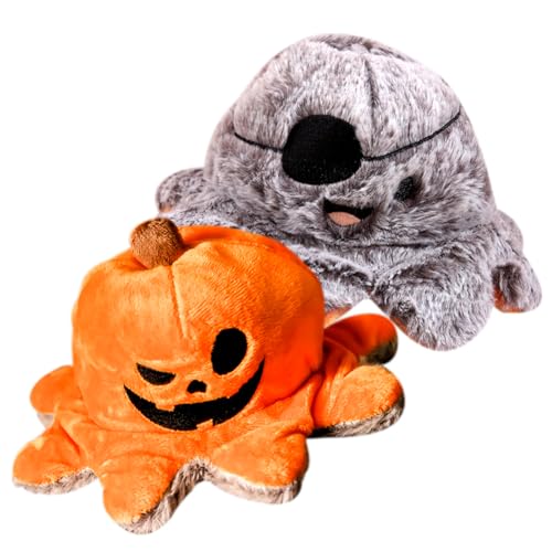 LJTXX Halloween Kürbis PlüSchtier, Octopus Plüschtier Spielzeug, Wende Oktopus, Tintenfisch Kuscheltier, Niedlichen Kürbis Plüschpuppen Kissen, Geschenk für Kinder Geburtstags Halloween von LJTXX