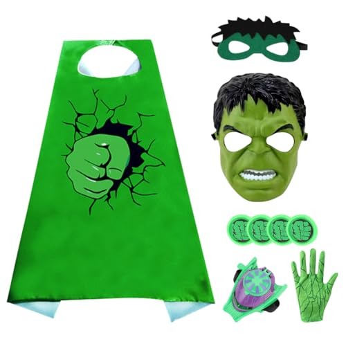 LJTXX Kinderkostüm Kinder, Hullk Cosplay Kostüm für Kinders Launcher Maske Handschuh Spielzeug Kostum Maske Handgelenk Spielzeug Set Kinder Anime Charaktere Cosplay für Kindergeburtstag, Karneva von LJTXX