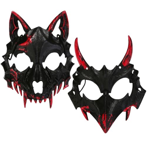 LJTXX Tier Skelett Maske Halloween, 2 Stück Werwolf Masken, Horror Halloween Maske Skelett, Gruselig Halbmaske für Karneval Cosplay Kostüm, Halloweenn Dekorative Masken für Erwachsene LJTXX Tier Skelett Maske Halloween, 2 Stück Werwolf Masken, Horror Halloween Maske Skelett, Gruselig Halbmaske für Karneval Cosplay Kostüm, Halloweenn Dekorative Masken für Erwachsene von LJTXX