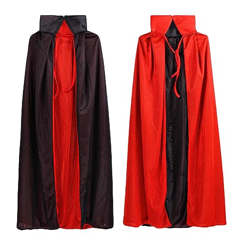 LJTXX Vampir Umhang, Vampir Kostüme, Costume Umhang, Kinder Kostüm, Umhang Schwarz Rot Doppelseitig für Halloween Kostüm Damen Herren 90cm von LJTXX