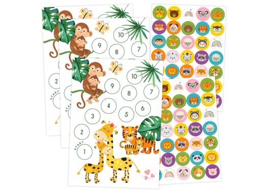 Belohnungssystem Jungle mit 3 doppelseitigen Belohnungskarten und 70 großen Aufklebern! von LK Trend & Style