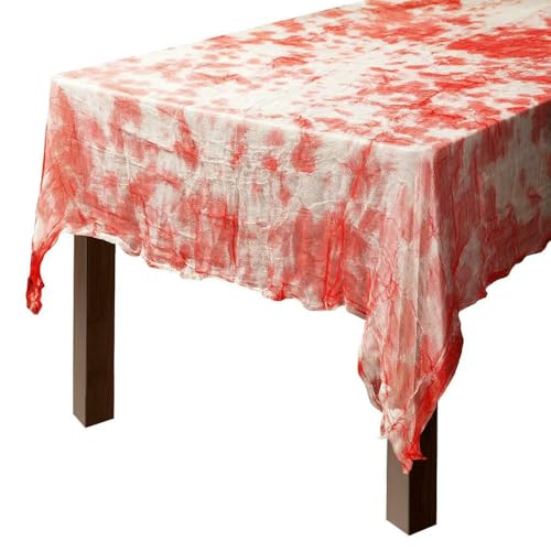 LKAMCBZMF Halloween Tisch, Halloween-Tischdecke, blutige Gaze, 215,4 x 152,4 cm, Packung mit 1/3/5 Stück, Partyzubehör(1pcs) von LKAMCBZMF