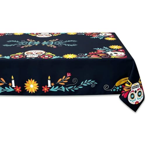 LKAMCBZMF Halloween Tisch, Muertos Totenkopf wasserdichte Tischdecke Halloween Fiesta Dekor blau mehrere Größen(140x140cm) von LKAMCBZMF