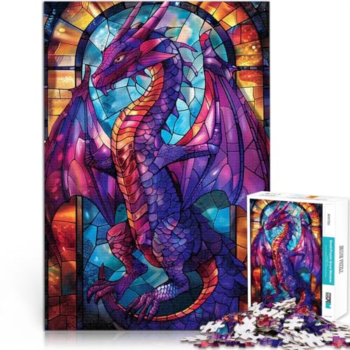 1000 Teenager-Teile-Puzzle Dekomprimierendes intellektuelles Lernspielzeug Drache aus Buntglas Verbessern Sie das Gedächtnis52x38cm von LKASGCBY