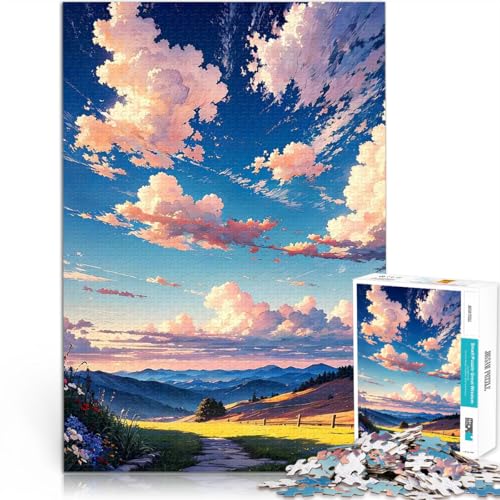 1000 Teenager-Teile-Puzzle Geschenke zum Suchbegriff: Herausfordernde Spiele Anime-Landschaft mit Wolken Tolles Geschenk für Spiele75x50cm von LKASGCBY