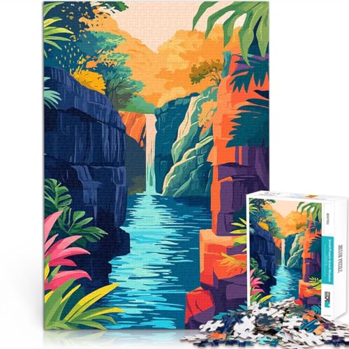 1000 Teenager-Teile-Puzzle Handgeschwindigkeitswettbewerb Flussschlucht Wasserfall Naturkunst Einzigartige Geburtstags- und Geschenkideen75x50cm von LKASGCBY