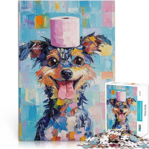1000 Teenager-Teile-Puzzle Spielzeug Lernspiele Stressabbau Hund mit Toilettenpapierhut Verbessern Sie das Gedächtnis38x26cm von LKASGCBY