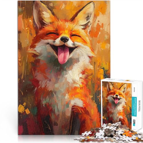 1000 Teenager-Teile-Puzzle pädagogische Herausforderung lächelndes glückliches Fuchsgemälde Geburtstagsgeschenk, Geschenke, Wandkunst52x38cm von LKASGCBY