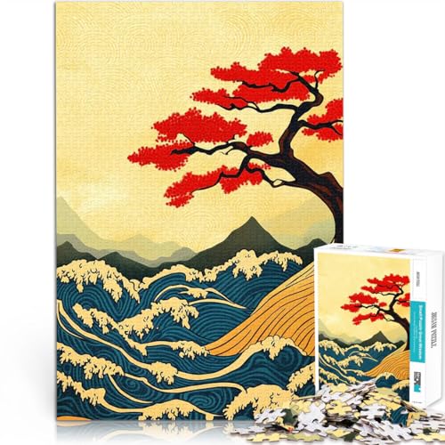 1000-Teile-Puzzle für Erwachsene Familienspiel zum Stressabbau, schwierige Herausforderung Bonsai-Baum über den Wellen Wanddekoration38x26cm von LKASGCBY