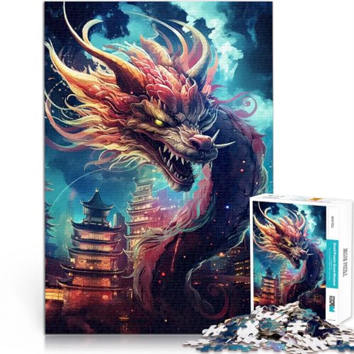 1000-Teile-Puzzle für Erwachsene Gehirnintelligenz-Herausforderung süchtig machendes Spielzeug Drachen Kunstwerk Geschenk38x26cm von LKASGCBY
