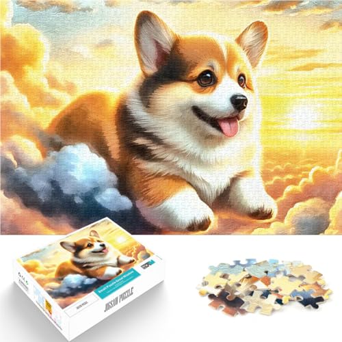1000-Teile-Puzzle für Erwachsene Geschenke zum Suchbegriff: Herausfordernde Spiele Corgi in den Wolken Geburtstagsgeschenk75x50cm von LKASGCBY