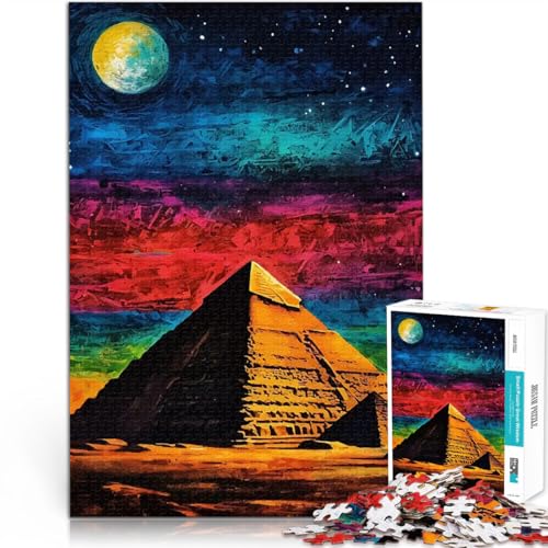 1000-Teile-Puzzle für Erwachsene Lernspiele Heimdekoration Pyramide unter Nachthimmel einzigartiges Herausforderungsspiel52x38cm von LKASGCBY