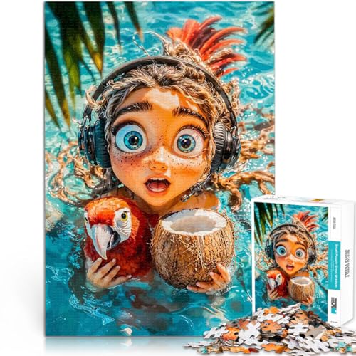 1000-Teile-Puzzle für Erwachsene Spiele Spielzeug Geschenk Mädchen mit Papagei und Kokosnuss Geburtstagsgeschenk, Geschenke, Wandkunst75x50cm 1000-Teile-Puzzle für Erwachsene Spiele Spielzeug Geschenk Mädchen mit Papagei und Kokosnuss Geburtstagsgeschenk, Geschenke, Wandkunst75x50cm von LKASGCBY