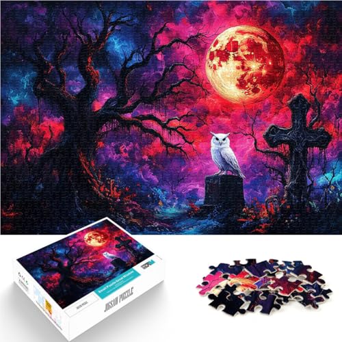 1000-Teile-Puzzle für Erwachsene Spielzeug Lernspiele Stressabbau Eule unter Blutmond Geburtstagsgeschenk, Geschenke38x26cm von LKASGCBY