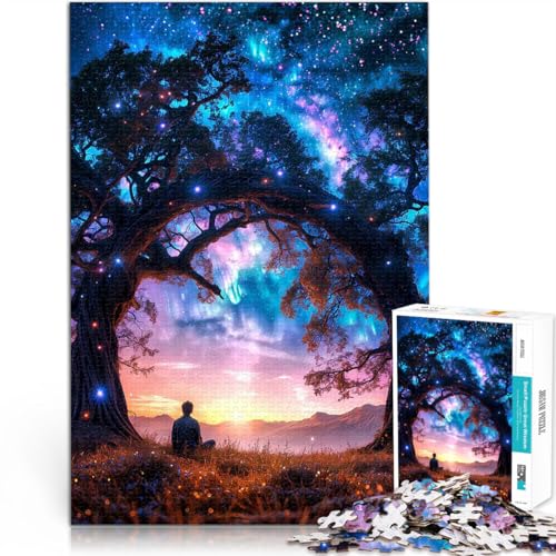 1000-Teile-Puzzle für Erwachsene Spielzeug Lernspiele Stressabbau Sternennachtlandschaft Einzigartige Wohndekoration und Geschenke52x38cm von LKASGCBY