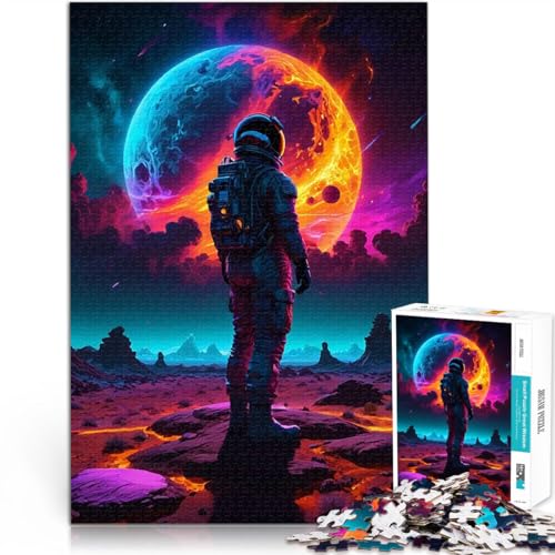 1000-Teile-Puzzle für Erwachsene für Lernspiel-Herausforderungsspielzeug Astronaut schaut auf den Horizont Wichtelgeschenke75x50cm von LKASGCBY