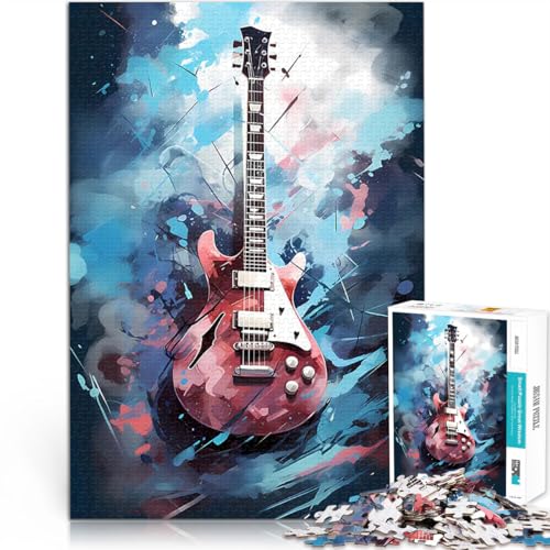 1000-Teile-Puzzle für Erwachsene lustige Spiele für die ganze Familie E-Gitarre Aquarell Verbessern Sie das Gedächtnis38x26cm von LKASGCBY