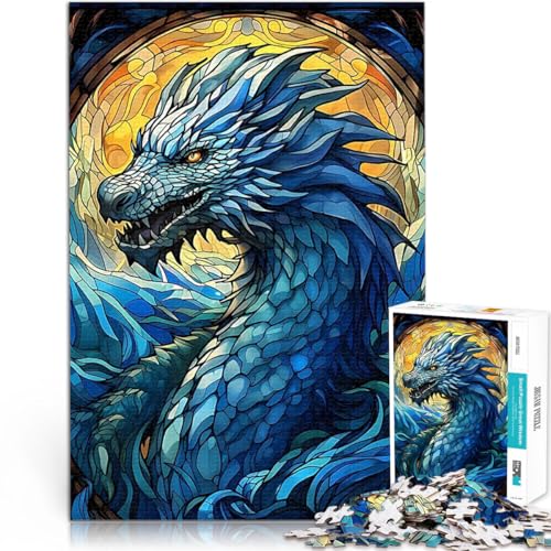 1000-Teile-Puzzle für Teenager Dekomprimierendes intellektuelles Lernspielzeug Drache in Glasse Art Heimdekoration Spielzeug52x38cm von LKASGCBY