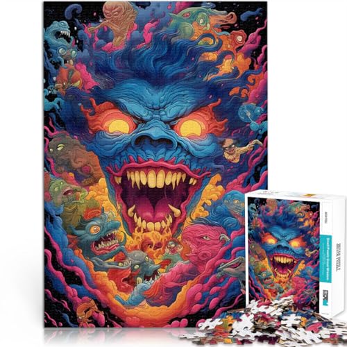 1000-Teile-Puzzle für Teenager Dekomprimierendes intellektuelles Lernspielzeug Psychedelischer Kaiju Kunstwerk Geschenk38x26cm von LKASGCBY