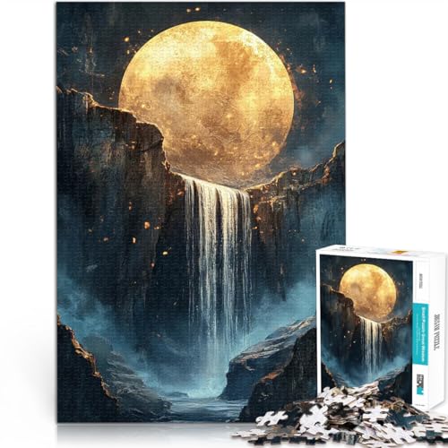 1000-Teile-Puzzle für Teenager Familienaktivität Bezaubernde Mondlicht-Wasserfall-Fantasy-Kunst Geburtstagsgeschenk, Geschenke, Wandkunst75x50cm von LKASGCBY