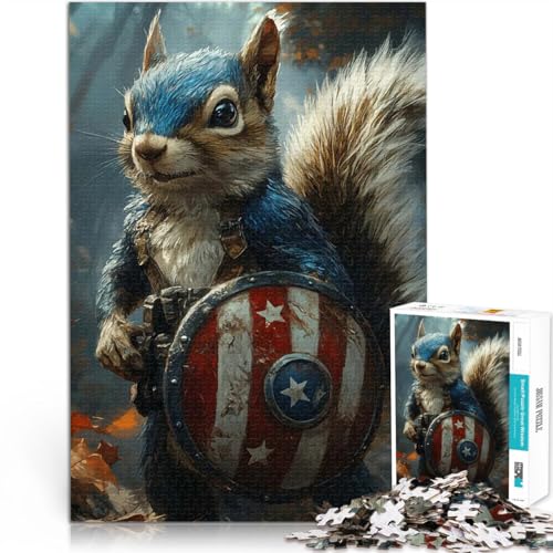 1000-Teile-Puzzle für Teenager Geschenke zum Suchbegriff: Herausfordernde Spiele Eichhörnchen-Superheld Gutes Geschenk52x38cm von LKASGCBY