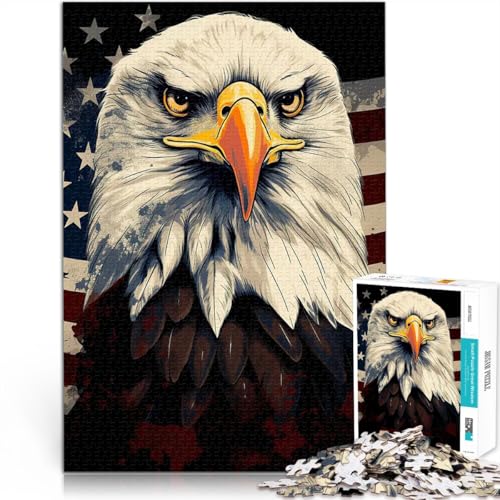 1000-Teile-Puzzle für Teenager Hands-on-Spiel Amerikanischer Adler auf der USA-Flagge Künstlersammlung, Bildende Kunst38x26cm von LKASGCBY