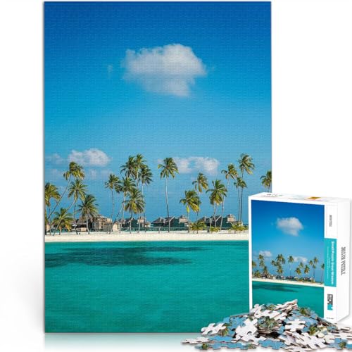 1000-Teile-Puzzle für Teenager Helfen Sie dem Gehirn, süchtig machende Spielzeuge zu trainieren, um Geduld zu entwickeln Malediven Heimdekoration Spielzeug52x38cm von LKASGCBY