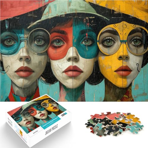 1000-Teile-Puzzle für Teenager Intellektuelles Spiel DREI Frauen mit Hüten Jedes Stück ist einzigartig – Anspruchsvolles Familienspiel75x50cm von LKASGCBY