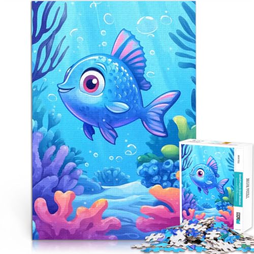 1000-Teile-Puzzle für Teenager Lernspiel-Herausforderungsspielzeug Niedlicher Blauer Fisch unter Wasser Gutes Geschenk38x26cm von LKASGCBY