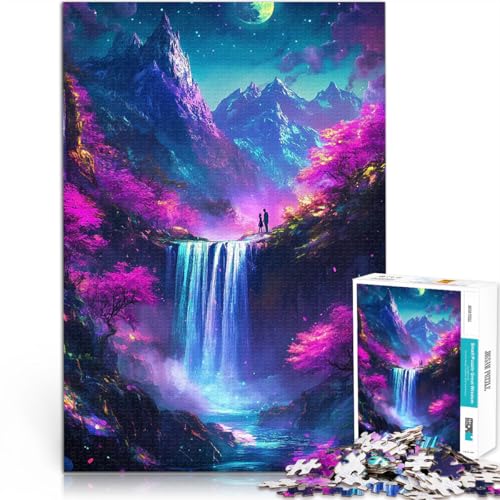 1000-Teile-Puzzle für Teenager Lernspiele Heimdekoration Fantasie-Wasserfall-Landschaft Künstlersammlung, Bildende Kunst75x50cm von LKASGCBY