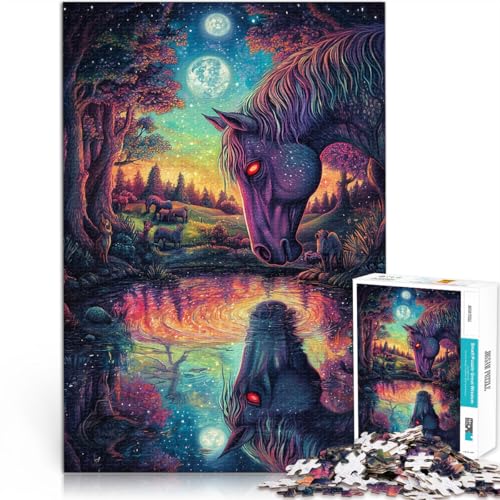 1000-Teile-Puzzle für Teenager Pädagogisches Spielzeug zum Stressabbau rotäugiges Pferd Geburtstagsgeschenk, Geschenke75x50cm von LKASGCBY