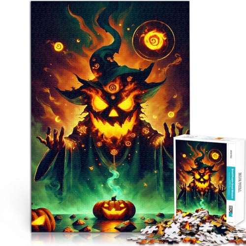 1000-Teile-Puzzle für Teenager Schwierig und herausfordernd Halloween-Kürbis-Zauberer Geburtstagsgeschenk, Geschenke75x50cm von LKASGCBY