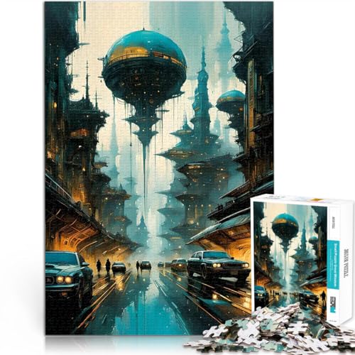 1000-Teile-Puzzle für Teenager Spiele Spielzeug Geschenk Steampunk Futuristische Stadt Künstlersammlung, Bildende Kunst75x50cm von LKASGCBY