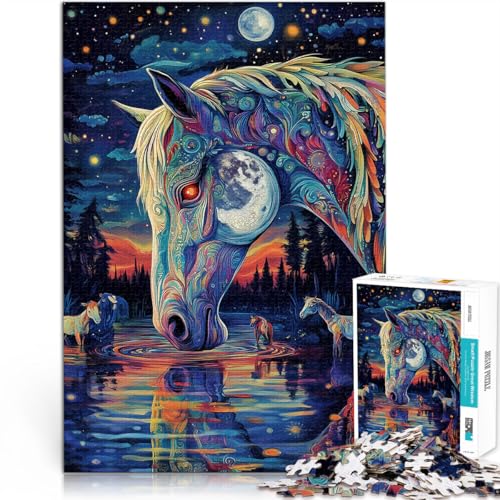 1000-Teile-Puzzle für Teenager Spielzeug-Intellektuelles Spiel Fantasie buntes Pferd einzigartiges Herausforderungsspiel38x26cm von LKASGCBY