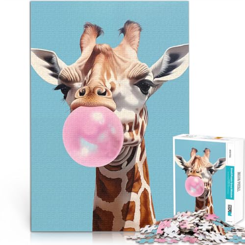 1000-Teile-Puzzle für Teenager Spielzeug Lernspiele Stressabbau Giraffe bläst Kaugummi Verbessern Sie das Gedächtnis38x26cm von LKASGCBY