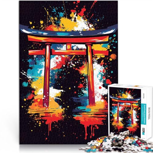 1000-Teile-Puzzle für Teenager Spielzeug Lernspiele Stressabbau Torii-Tor-Splatter-Kunst Angebot als Geschenk für die ganze Familie52x38cm von LKASGCBY