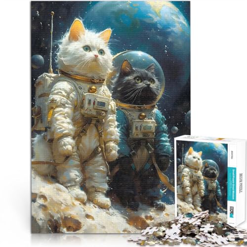 1000-Teile-Puzzle für Teenager Spielzeug Lernspiele Stressabbau Weltraumkatze Astronaut Geburtstagsgeschenk, Geschenke52x38cm von LKASGCBY